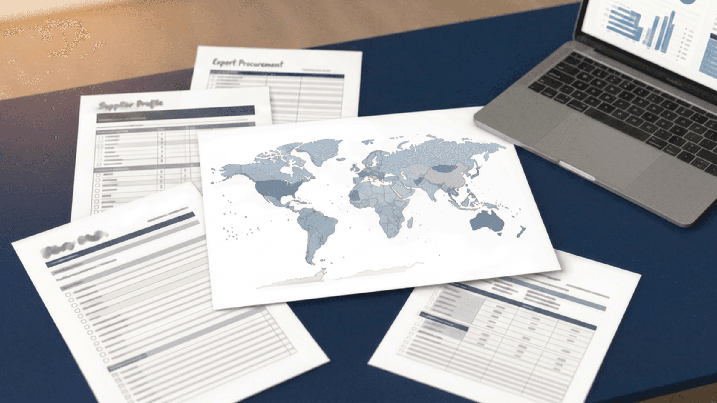 Export, procurement and supplier enablement workspace with supplier and trade planning materials.