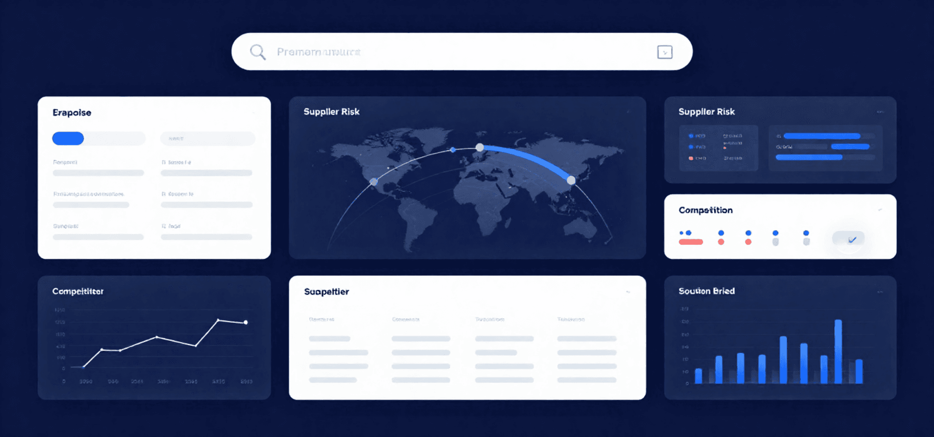 Stratova research command center with market, supplier and intelligence dashboards