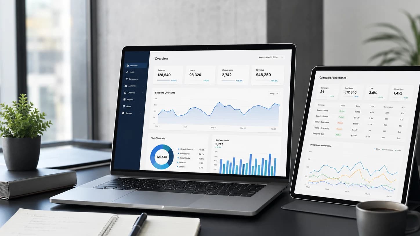 Data analytics and insights workspace with business performance dashboards and reports.